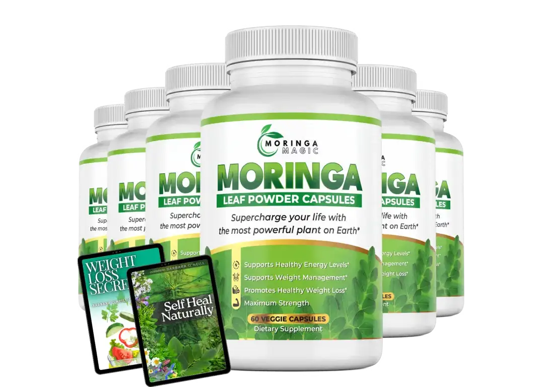 Moringa Magic six bottle bundle with bonus ebooks and discount offer